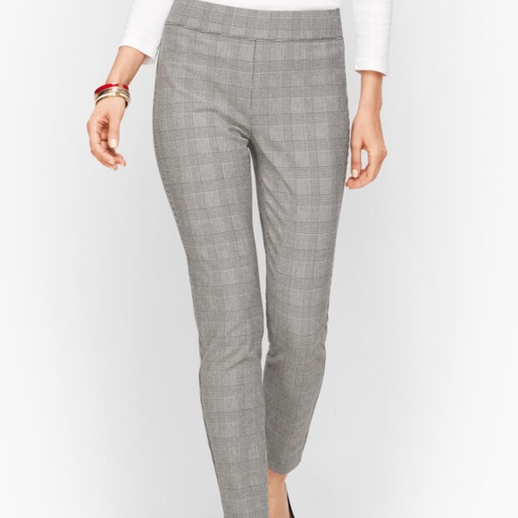TALBOTS Skinny Ankle Houndstooth Pull On Waistband Pants Women’s Size 8 - Picture 1 of 12